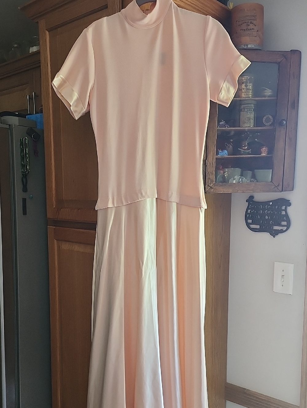 Vtg Tadashi Soft Blush Satin Rayon Long Dress